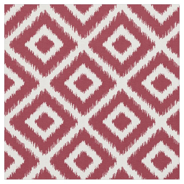 Crimson Ikat Diamonds Fabric (Close Up)