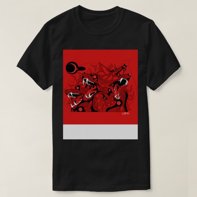 crimson in blood cadejo hell hound of cerberus dog T-Shirt (Design Front)