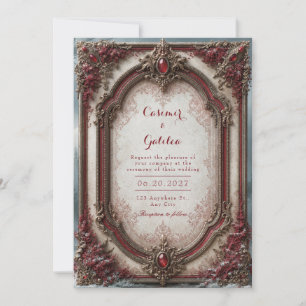Crimson Jewel Baroque Wedding Invitation