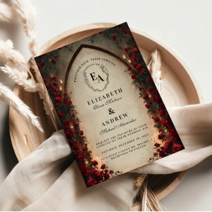Crimson Lantern Gothic Wedding Invitation