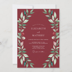 Crimson Leafy Wedding Invitation