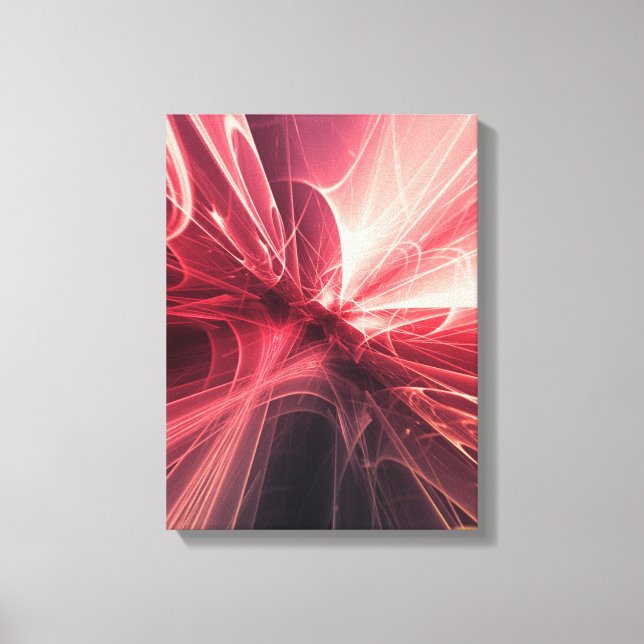 Crimson Lightwave Fractal Art Canvas Print (Front)