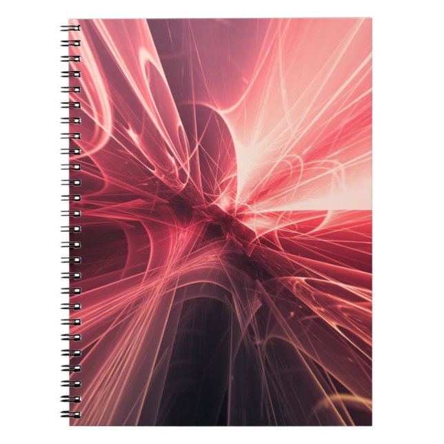 Crimson Lightwave Fractal Art Notebook (Front)