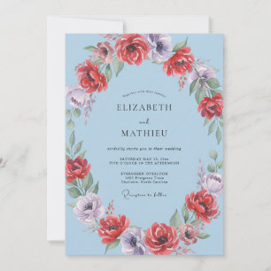 Crimson Lilac Wreath Wedding Invitation