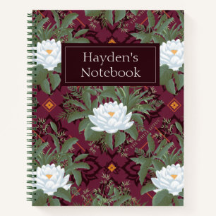 Crimson Lotus Elegance Pattern - The White Lotus Notebook