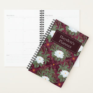 Crimson Lotus Elegance Pattern - The White Lotus Planner