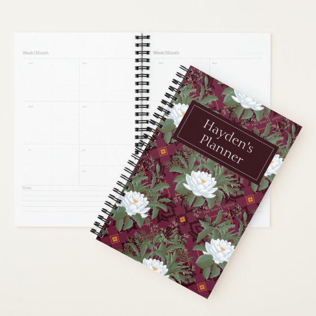 Crimson Lotus Elegance Pattern - The White Lotus Planner (Display)