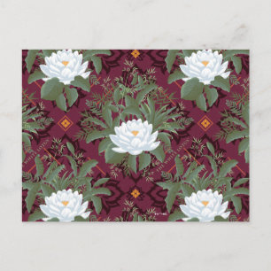 Crimson Lotus Elegance Pattern - The White Lotus Postcard