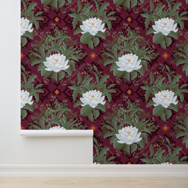 Crimson Lotus Elegance Pattern - The White Lotus Wallpaper (Application)