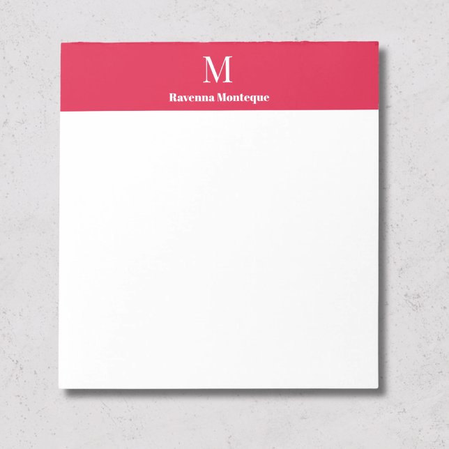 Crimson Luxury Personalized Name Monogram Notepad (Creator Uploaded)
