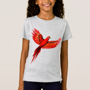 Crimson Macaw / Red Parrot in flight Kid's Tee