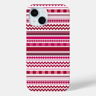 Crimson & Magenta Zigzag Stripe Geometric Pattern iPhone 15 Case