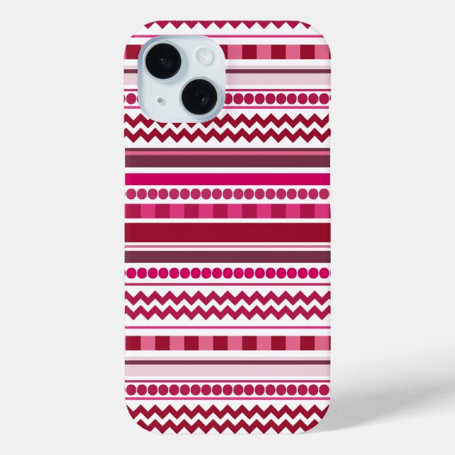 Crimson & Magenta Zigzag Stripe Geometric Pattern Case-Mate iPhone Case (Back)