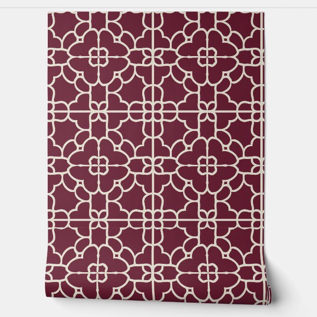Crimson Majesty Petite Burgundy & Cream  Wallpaper (Unrolling)
