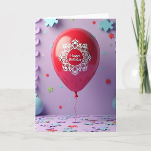 Crimson Mandala Birthday Card