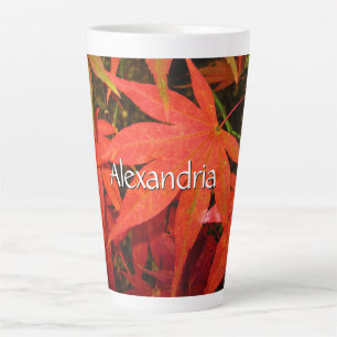 Crimson Maple Leaves - Large Personalised Latte Mug