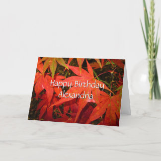Crimson Maple Leaves - Personalised Birthday Card