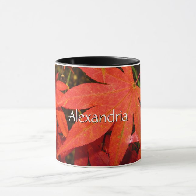 Crimson Maple Leaves - Personalised Mug (Center)