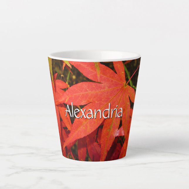 Crimson Maple Leaves - Small Personalised Latte Mug (Front)