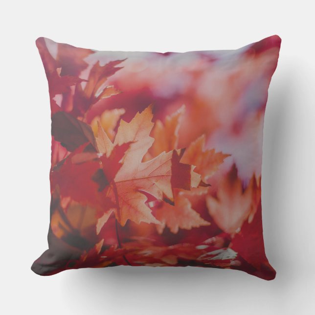 Crimson Maple Reverie Throw Pillow (Front)