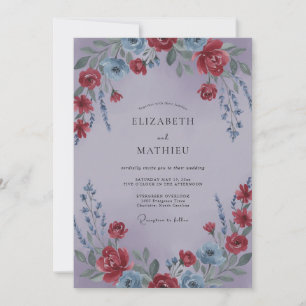 Crimson Mauve Petal Wedding Invitation