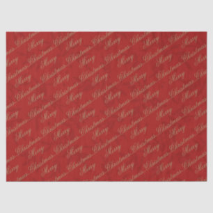 Crimson "Merry Christmas" Gold Script  Tissue Paper