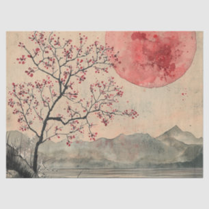 Crimson Moon Lakeside Ink Wash Tissue Paper