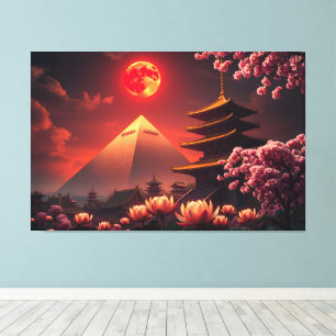 Crimson Moon: Lotus Sanctuary Canvas Print