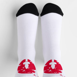 Crimson Moon Ninja - Japanese Silhouette Art Socks