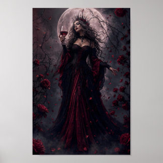 Crimson Moon Queen Gothic Fantasy Poster