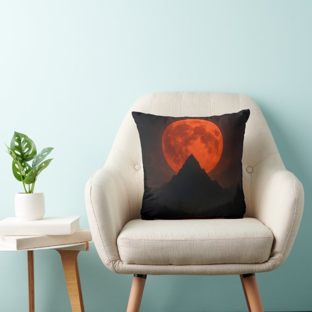 Crimson Moonrise Mountain Pillow (Chair)