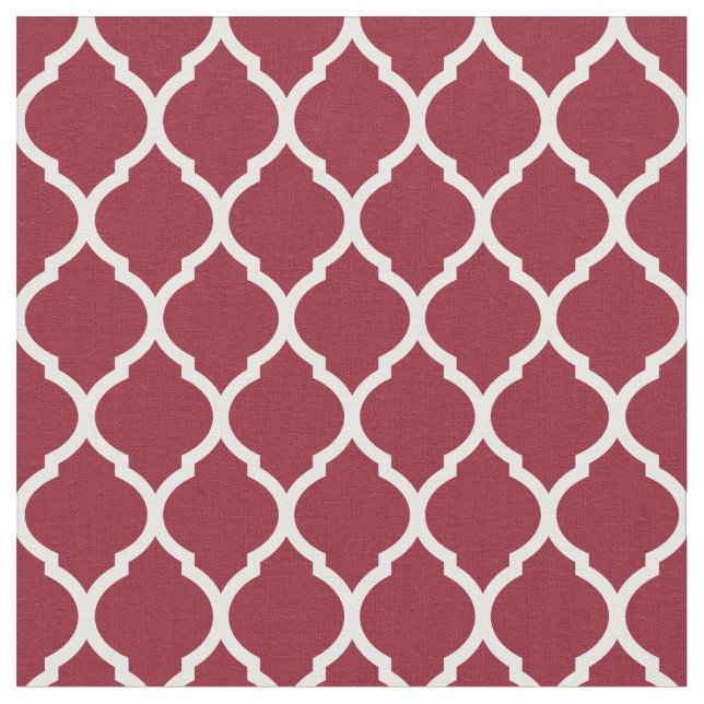 Crimson Moroccan Quatrefoil Fabric (Close Up)