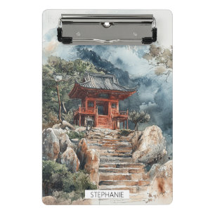 Crimson Mountain Pagoda Ink Wash (2) Mini Clipboard