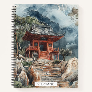 Crimson Mountain Pagoda Ink Wash (2) Notebook