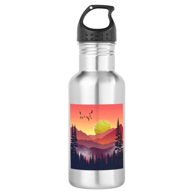 Crimson Mountains Landscape 532 Ml Water Bottle (Front)