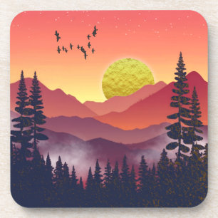 Crimson Mountains Landscape Coaster
