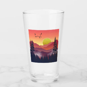 Crimson Mountains Landscape Glass