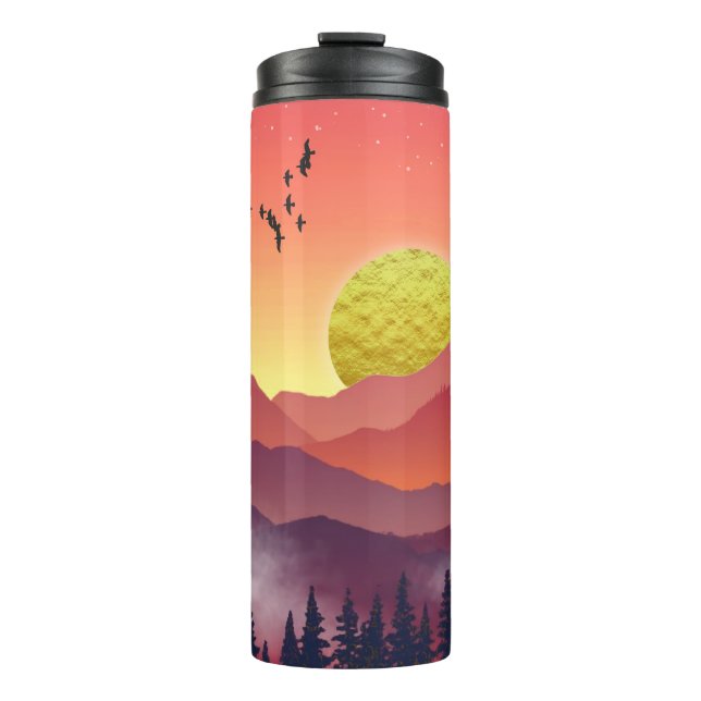 Crimson Mountains Landscape Thermal Tumbler (Front)