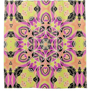 Crimson , multi-coloured mandala shower curtain