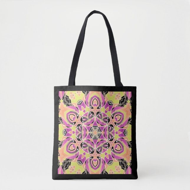 Crimson , multi-coloured mandala tote bag (Front)