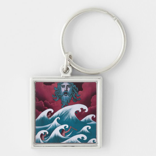 Crimson Neptune Oil Painting Key Ring (Front)