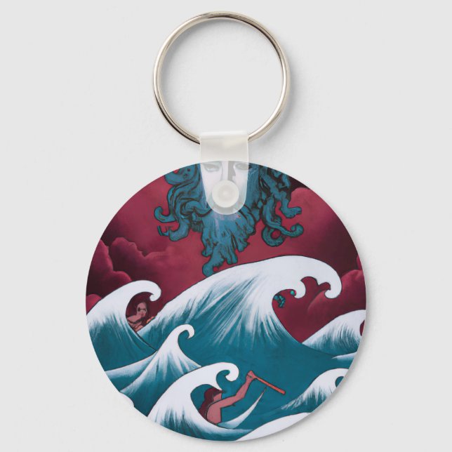 Crimson Neptune Oil Painting Key Ring (Front)