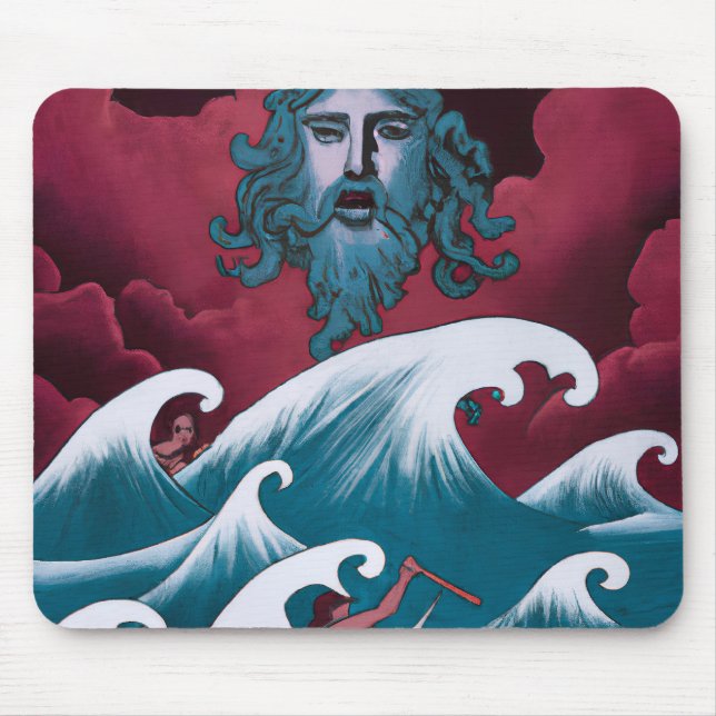 Crimson Neptune Oil Painting Mouse Mat (Front)