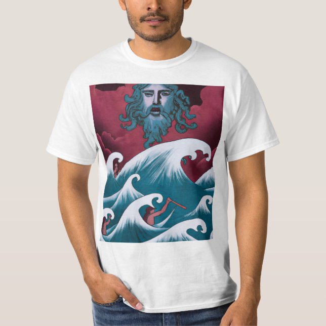 Crimson Neptune Oil Painting T-Shirt (Front)