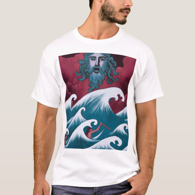 Crimson Neptune Oil Painting T-Shirt (Front)