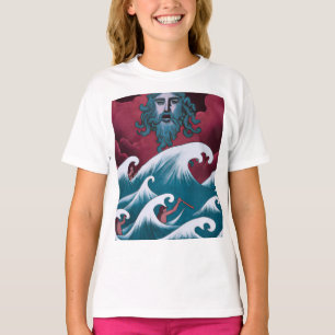 Crimson Neptune Oil Painting T-Shirt
