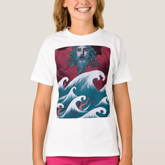 Crimson Neptune Oil Painting T-Shirt (Front)