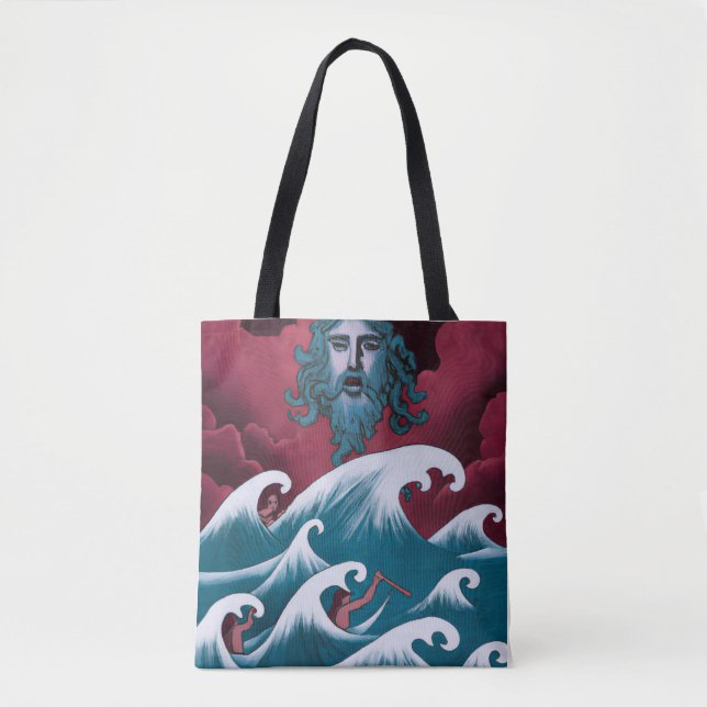Crimson Neptune Oil Painting Tote Bag (Front)
