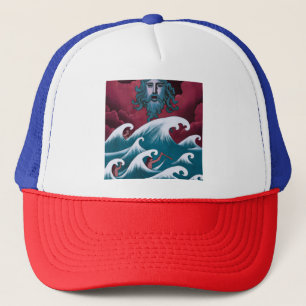 Crimson Neptune Oil Painting Trucker Hat