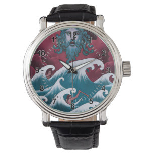 Crimson Neptune Oil Painting Watch